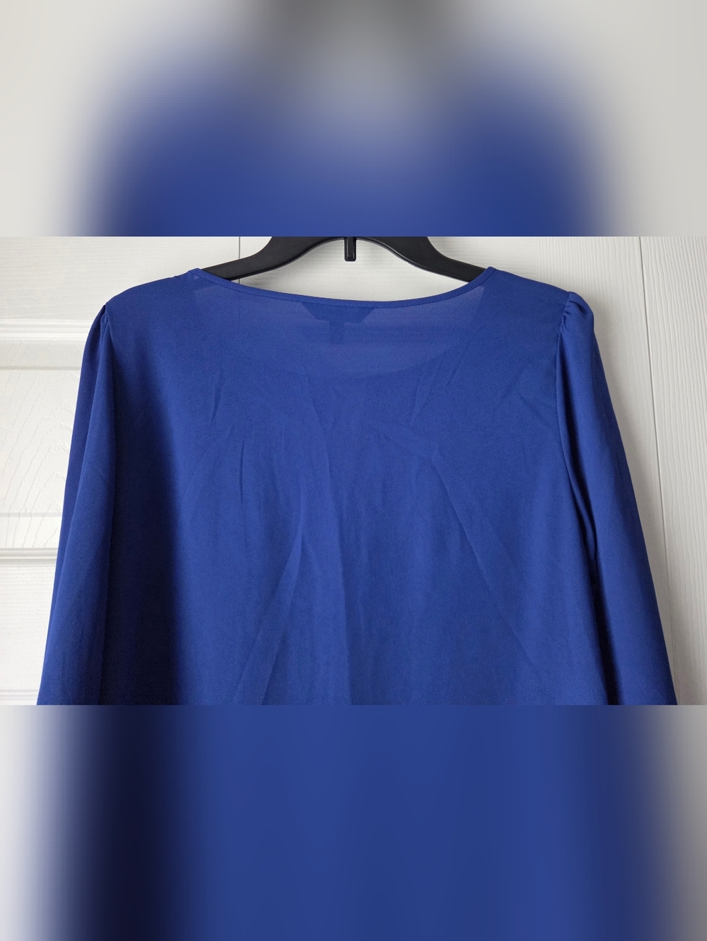 Express Semi Sheer Royal Blue Keyhole Blouse Size M - Picture 8 of 11